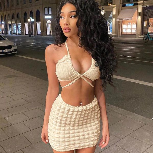 Arbeitskleider Urlaub Kpop Outfits Blase 2-teiliges Set Rock und Top Sommer Festival Kleidung Y2k Sexy elegante Damen Crop Röcke Sets