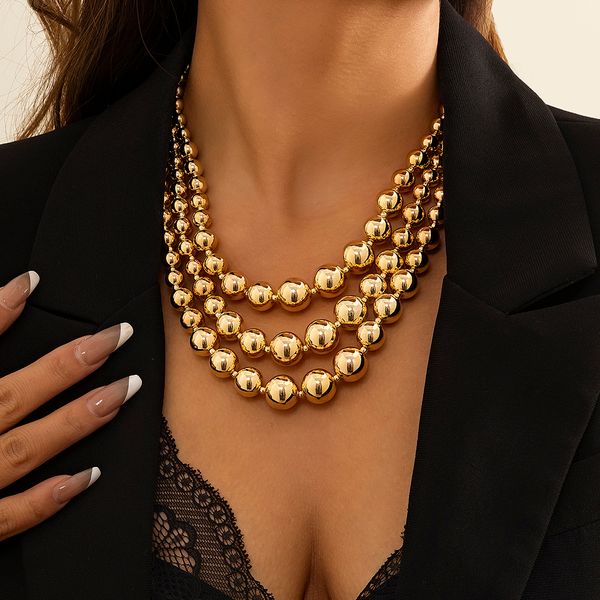 Übertriebene Acryl CCB Kugel Perlenkette Halskette für Damen Gothic Trendy Choker Halsschmuck Steampunk Herren
