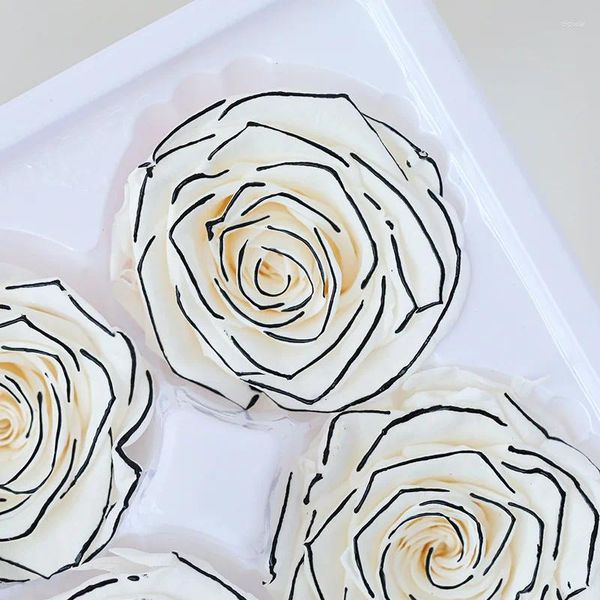 Flores decorativas um grau 5-6cm preservado cabeça de rosa elegante real eterno diy material de arranjo de flores natural