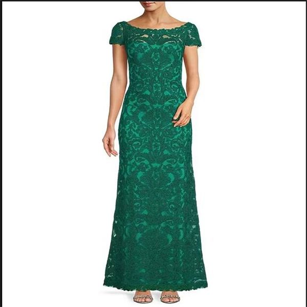 Verde esmeralda elegante vestidos de noite para mulheres barco pescoço manga curta vestido de baile 2023 longo até o chão vestidos de festa feitos sob encomenda