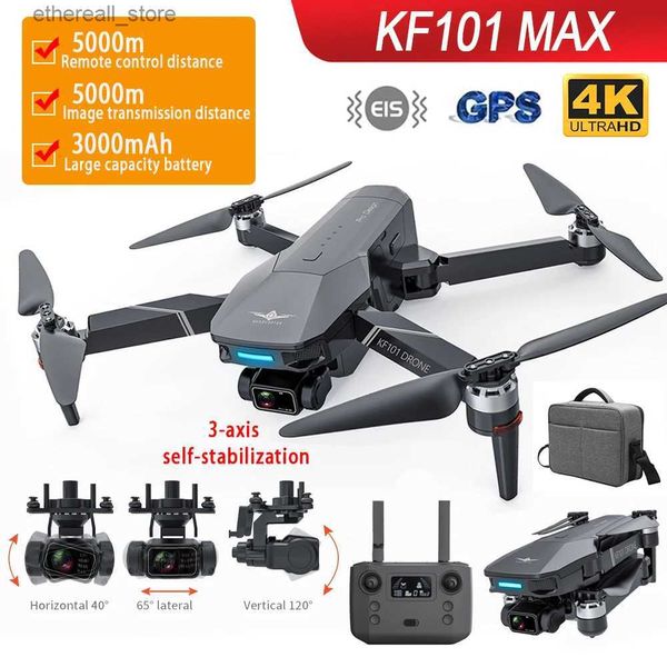 Drones KF101 MAX 4K Drone de câmera profissional com 3 eixos Gimbal GPS 5G WIFI RC Avião Brushless Motor Dobrável RC Quadcopter FK101 Drone Q231108