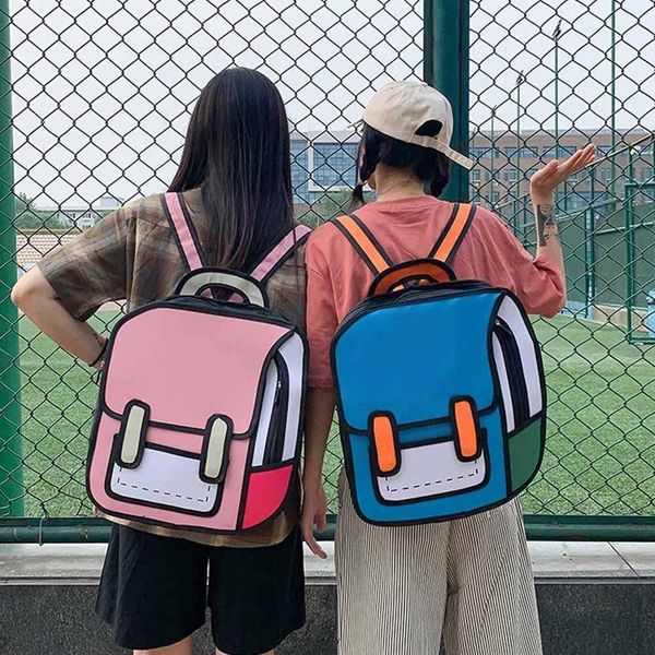 Rucksäcke Oxford Stoff Taschen Mädchen Jungen Jump Style 3D Rucksack 16 Zoll 2D Zeichnung Anime Comic Cartoon Rucksack Für Studenten Daypack Lar K7S6 P230408