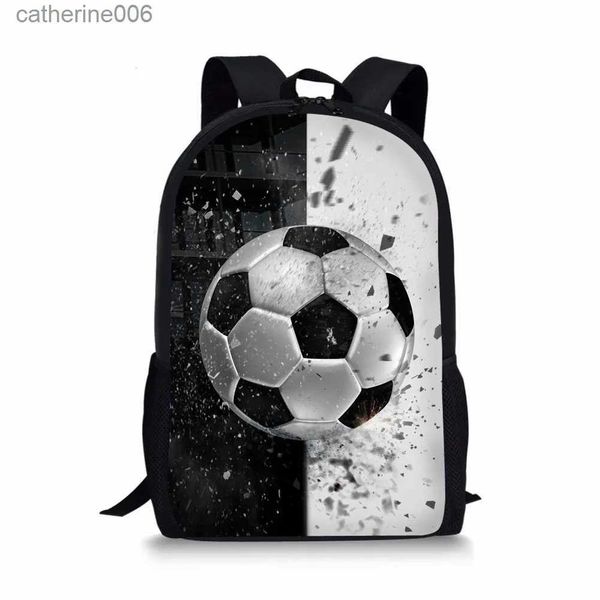 Rucksäcke Fußball 3D-Druck Mode Kinder Schulrucksack Fußballmuster Büchertaschen für Jungen Mädchen Büchertasche Grundschüler 16 Zoll L231108