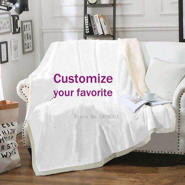 s Customized Brand Throw 3D Print Sofa Sherpa Decke Couch Tagesdecke für Kinder Erwachsene DIY Plüsch Steppdecke W0408