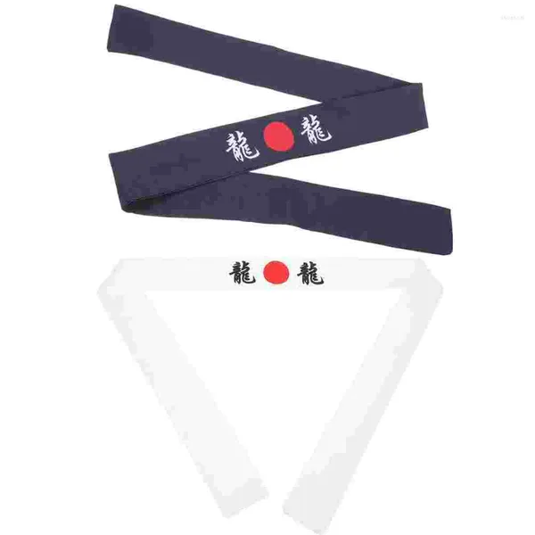 Bandanas 2 peças faixa de cabelo japonesa esportes bandana karate samurai sushi chef bandana exercício cachecol hachimaki