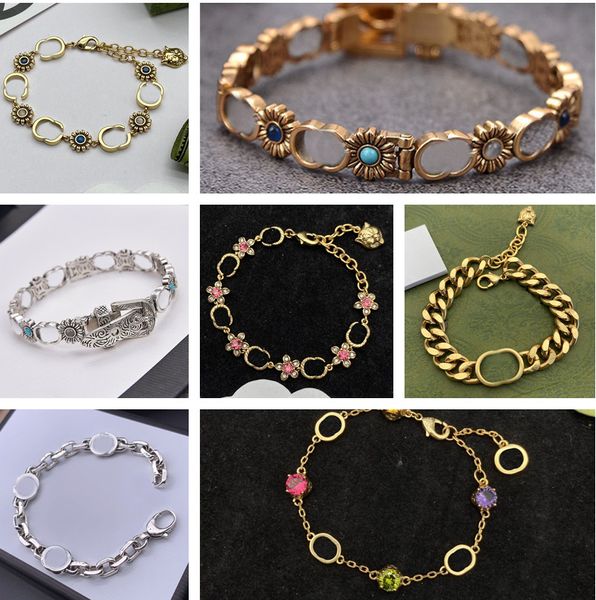 Herren-Armreifen aus Gold für Damen, Designer-Ketten, Sier-Torque-Armband, Bronze, ineinandergreifende G-Blume, Diamant-Armreifen, Schmuck