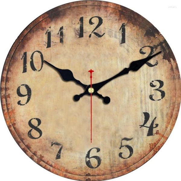 Relógios de parede Relógio de madeira vintage retro rústico velho tempo silencioso sala de estar decoração saat relógio de decoração de casa