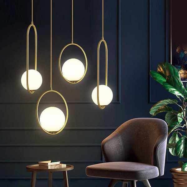 Лампы Nordic постмодернистские подвесные светильники ресторан спальня стеклян