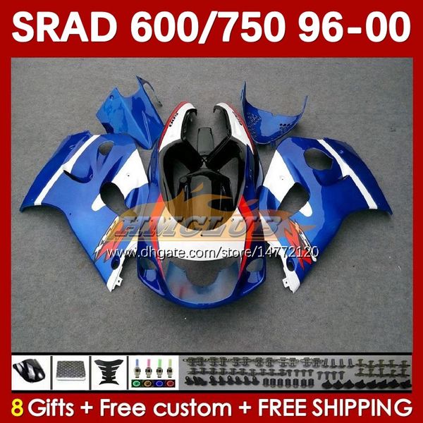 Kit per il corpo per Suzuki SRAD GSXR 750 600 CC GSXR600 GSXR750 1996-2000 168NO.30 GSX-R750 GSXR-600 1996 1997 1998 1999 2000 600cc 750cc 96 97 98 99 00 moto blu Fairing blue Stock