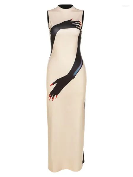 Повседневные платья с принтом для женщин, с круглым вырезом и коротким рукавом, с высокой талией, утягивающее торжественное платье, женская модная одежда 2023