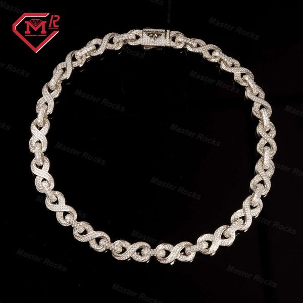 Benutzerdefinierte 12 mm Sterling Silber Schmuck Männer Kette Hip Hop Vvs Moissanit Infinity Cuban Link Halskette