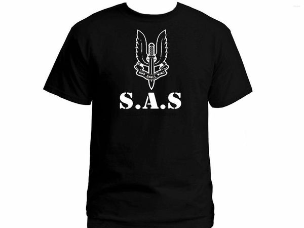 Magliette da uomo UK T-shirt militare nera da uomo delle forze speciali aeree britanniche SAS Large Emblem Army