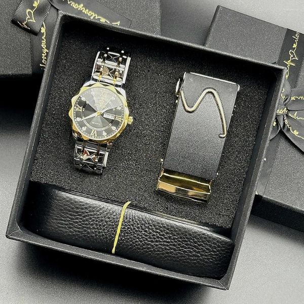 Montres-bracelets Mode Business Montre Hommes Warterproof Sport Hommes Top Horloge Mâle Quartz Montre-Bracelet Avec Boîte De Ceinture En Cuir De Vache