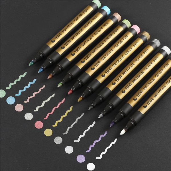 Marcadores STA METALLIC Highlighter Marcking Pen WARAGEM CERâmica/plástico/vidro/aço/madeira/roupa Design Diy Clipbook Marking Pen 230408