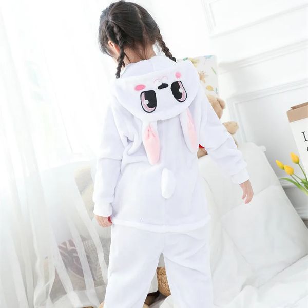 Pijamas inverno flanela macio quente coelho kigurumi pijamas com capuz animal dos desenhos animados meninos pijamas onesie pijamas para meninas crianças sleepwear 231108