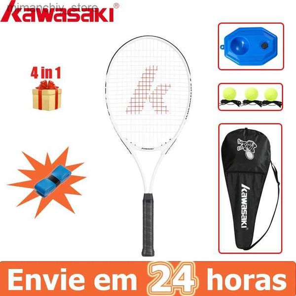 Raquetes de tênis Kawasaki 2022 Nova raquete de tênis de carbono Sing Player Tennis Training Suit 4 em 1 Padel Raquete com capa protetora Q231109