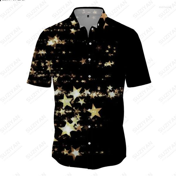 Camisas casuais masculinas 2023 Cool Summer Hawaiian Leisure Street Sleeves Short Night Sky Star Beachvacation