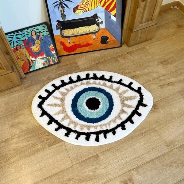 Tappeti Ins Style Eyes Shape Dacron 76.2x50.8cm Antiscivolo Lavabile in lavatrice Casa Soggiorno Camera da letto Divertente Decorazione Zerbini