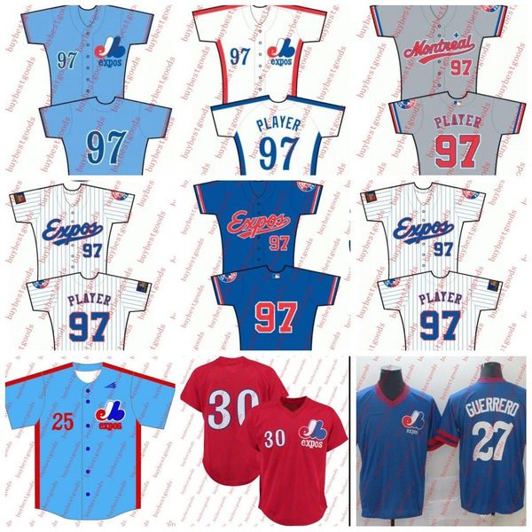 Beyzbol Jersey Montreal Expos 30 Tim Raines 27 Vladimir Guerrero Özel Pete Rose Pedro Martinez Gary Carter Andre Dawson Stephen