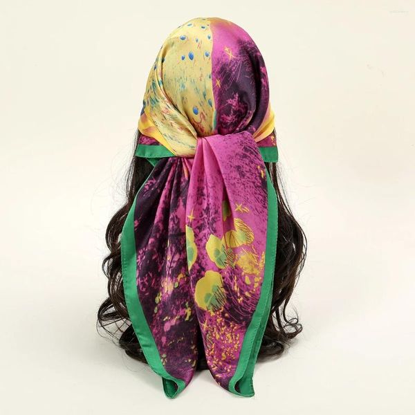 Sciarpe Sciarpa quadrata di seta Donna Collo in raso Fascia per capelli Cravatta per capelli Lavorazione morbida Fazzoletto da collo Testa Hijab Foulard femminile Hijab Turbante