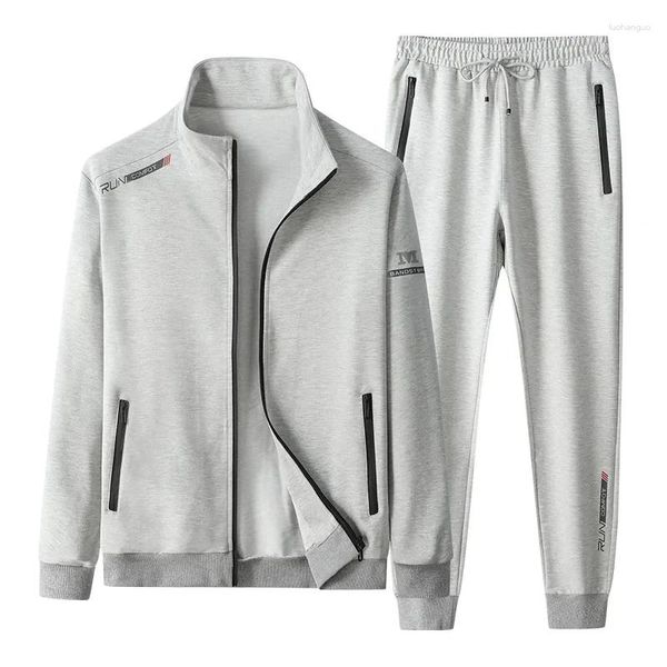 Tracksuits masculinos 7xl homens casual conjunto esportes corredores 2 peças treino primavera outono mens sportswear imprime ternos sweatpants jaqueta tamanho grande