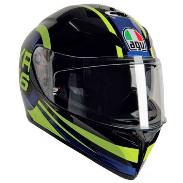 Capacetes Moto AGV Full Face Crash Capacete K3 SV S Ride 46 Preto / Azul / Verde Motocicleta Capacete de moto WN-JVH2