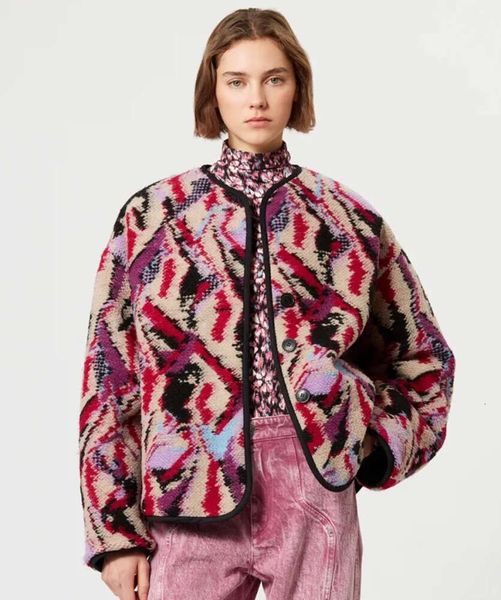23AW Mantel ISABELSMARANT Damen Designer-Wollmischungsjacken Mode Neues farbiges Polarfleece doppelseitige Baumwolle Einreiher Tide Tops Lässige vielseitige Oberbekleidung