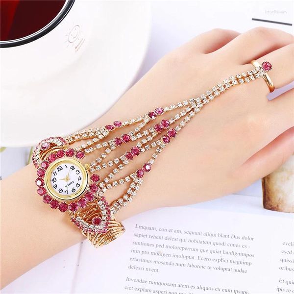 Relógios de pulso elegante e criativo diy relógio feminino com diamante incorporação simples anel quartzo