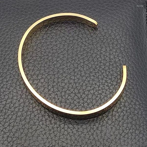 Pulseira Design Minimalista C-tipo Aberto Ajustável Pulseira Masculina e Feminina Aço Inoxidável Banhado A Ouro Jóias Presente