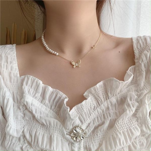Charm Bracelets Super Fairy Pearl Butterfly Necklace Female Korean Simple And Vielseitiges Temperament Elegant Clavicle Chain