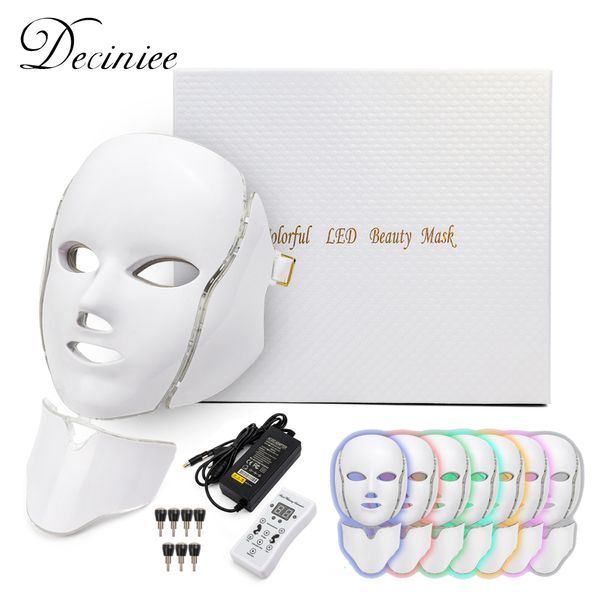 Massaggiatore per il viso Maschera per il viso a luce LED a 7 colori con ringiovanimento della pelle del collo Stringere il trattamento di bellezza antirughe antiacne Coreano Pon Spa Home 230407