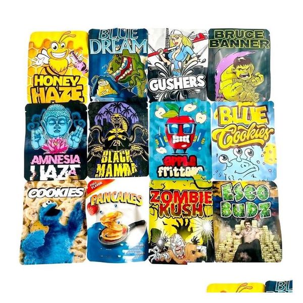 Outros sacos de embalagem por atacado de jardim doméstico Honey Haze Blue Dream Bruce Banner Amnesia Laze Black Mampa Pancakkes Zombie Kush Esco Budz Dhca8