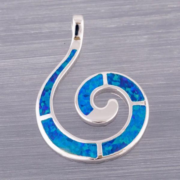 Collane con ciondolo KONGMOON a forma di spirale blu scuro blu scuro opale di fuoco gioielli placcati in argento per collana da donna