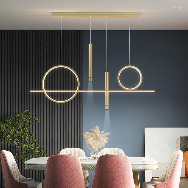 Lâmpadas pendentes Restaurante moderno Luzes LEDs Dimmable For Dining Sala de estar Mesa central de cozinha Chandeleiro de ouro Decoração de casa Decoração