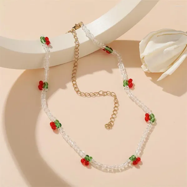 Suç bohemia kolye meyveleri kiraz moda tohumu boncuk kolyeler chokers benzersiz isteğe bağlı boncuklu boho kırmızı sevimli kadın