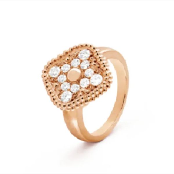 100% argento design vintage van leaf trifoglio anello fiori di diamanti Perlees fortunato anello di trifoglio anello di nozze anelli di fidanzamento per le donne anelli di coppia anello di design