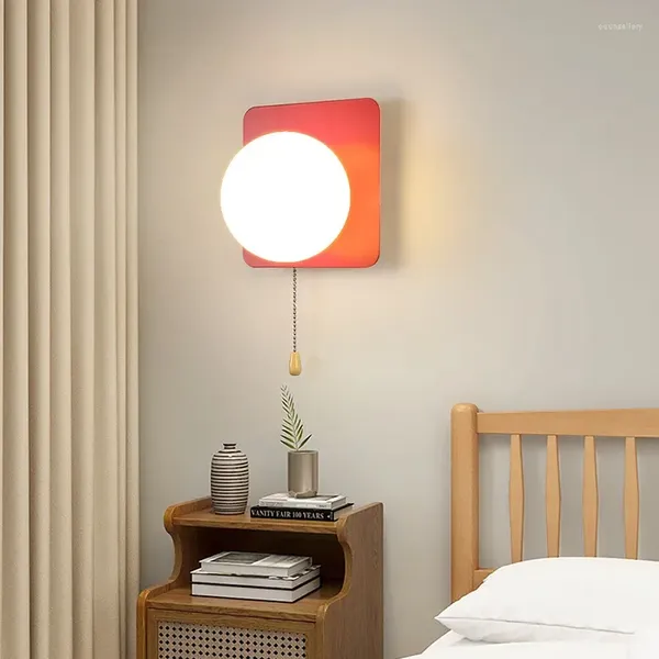 Wandlampen Nordic LED Lampe Glaskugel Bunte Reißverschluss Licht für Schlafzimmer Nacht Wohnzimmer Korridor Studie Esszimmer Nachtbeleuchtung