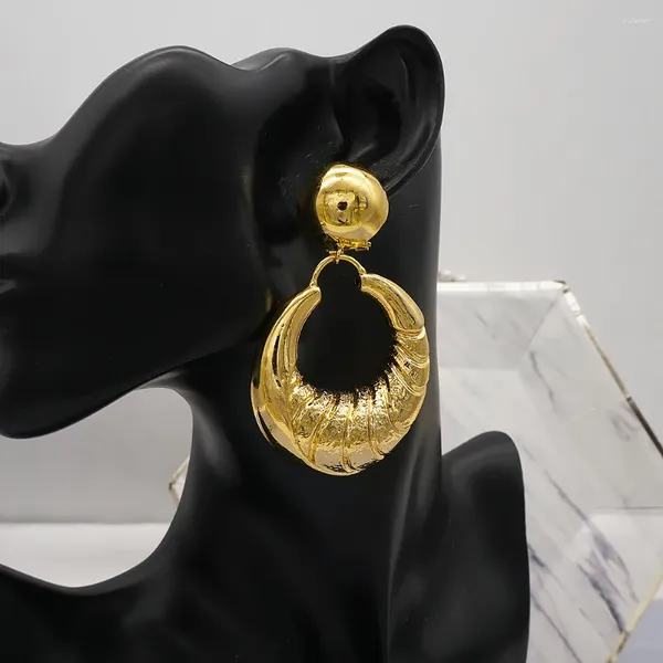 Brincos pendurados designer k moda ouro cor oversize hoop para mulheres grande metal redondo círculo declaração brincos vintage jóias presente