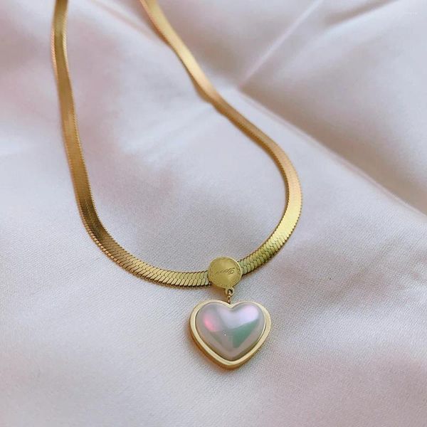 Ожерелья с подвесками в Корейском романтическом стиле, цепочка на ключицу, ожерелье в форме сердца для женщин и девочек, милый винтажный жемчужный подарок на свадьбу, день рождения, память