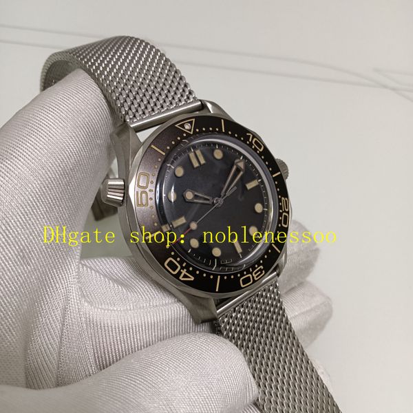 Foto real vsf Factory Watch Mens 007 Não há tempo para morrer 42mm de titânio cal.8806 Movimento automático Pulseira de aço de aço NAIAD Bloqueio de traje de trava Specter Men Watches Sports Watches