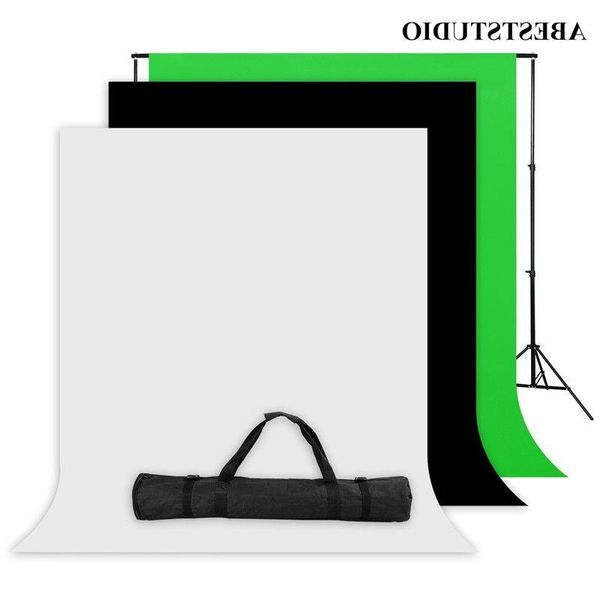 Freeshipping ABESTSTUDIO Fotostudio-Bildschirm 16 x 3 m, Schwarz, Weiß, Grün, Hintergrundständer-Set, 1 x 2 m x 2 m Hintergrundständer, 3 x Hintergrundstoff, Fdsp