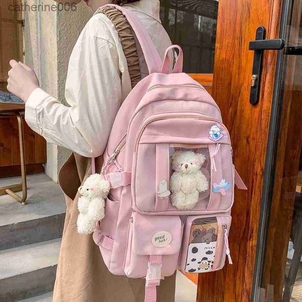 Sırt çantaları Japon Lisesi Kızlar Backpack Okul Çantaları Genç Kızlar İçin Çok Cepler Yeni Kawaii Sırt Çantası Kadınlar Harajuku Sevimli Mochilal231108