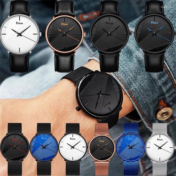 Armbanduhren Britischer Stil Herren Freizeit Mesh Gürteluhr Farbzeiger Trend Quarzuhr Timer für Freunde und Liebhaber