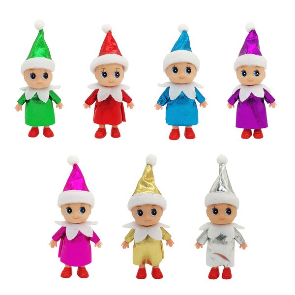 Natal Elf de bebê em uma prateleira bonecas gêmeos pequenos elfos brilhando 7 nova cor bondade infantil bebês vestindo decoração de brinquedos de boneca na prateleira presente para crianças