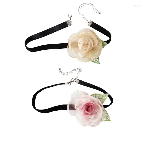 Halsband mit Blumenmuster, elegantes, kurzes, stilvolles Halsband, Stoffmaterial, perfektes Geschenk für Frauen und Mädchen