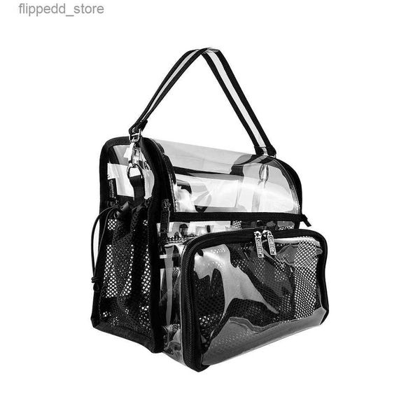 Kosmetiktaschen, transparent, Make-up-Künstler-Set, Tasche, Pinselhalter mit 3 abnehmbaren DIY-Trennwänden, Q231108