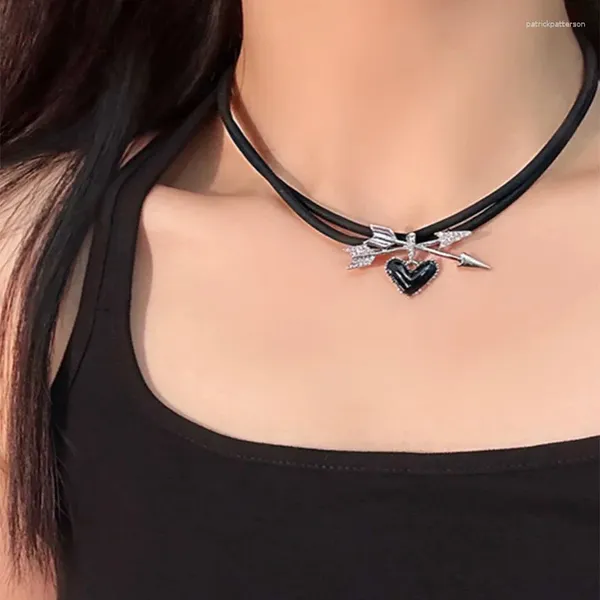 Anhänger Halsketten Gothic Liebe Pfeil Halskette Für Frauen Zirkon Schlüsselbein Kette Mädchen Sexy Party Schmuck Geschenk