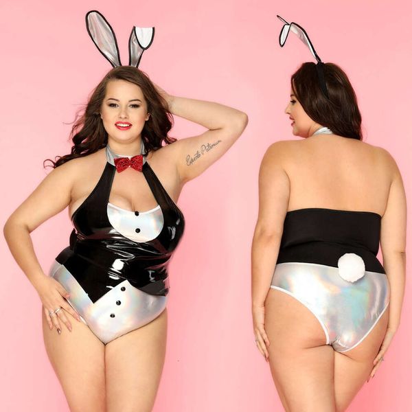 Plus size sexy feminino s bodysuit lingerie coelho menina uniforme cosplay quente erótico látex catsuit vestuário sexo role play trajes