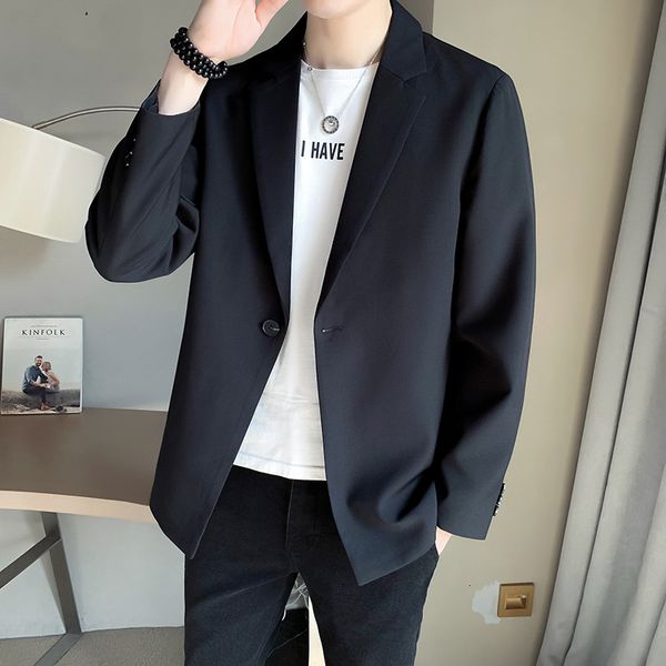 Men S Suits Blazers Men Suit Jackets Blazer Coat Slim Fit Smart Casual Spring Spring Moda Clothing Asian Single Basted Corean Black chegando 230407