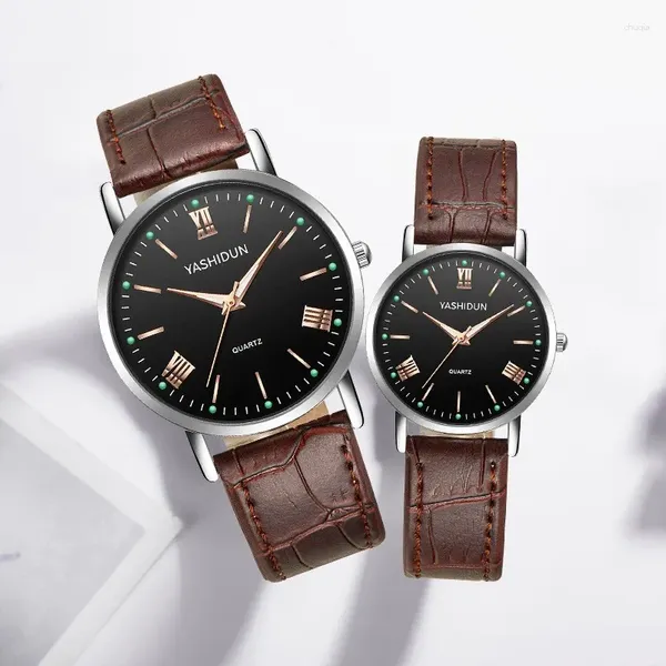 Relógios de pulso masculino e feminino banda de aço inoxidável relógios de pulso casal cinto negócios brilho lazer estudante relógio quartzo masculino wat